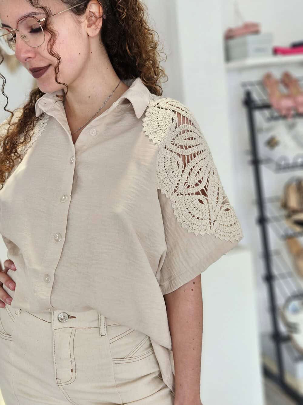 Chemise beige Bohême – Image 2