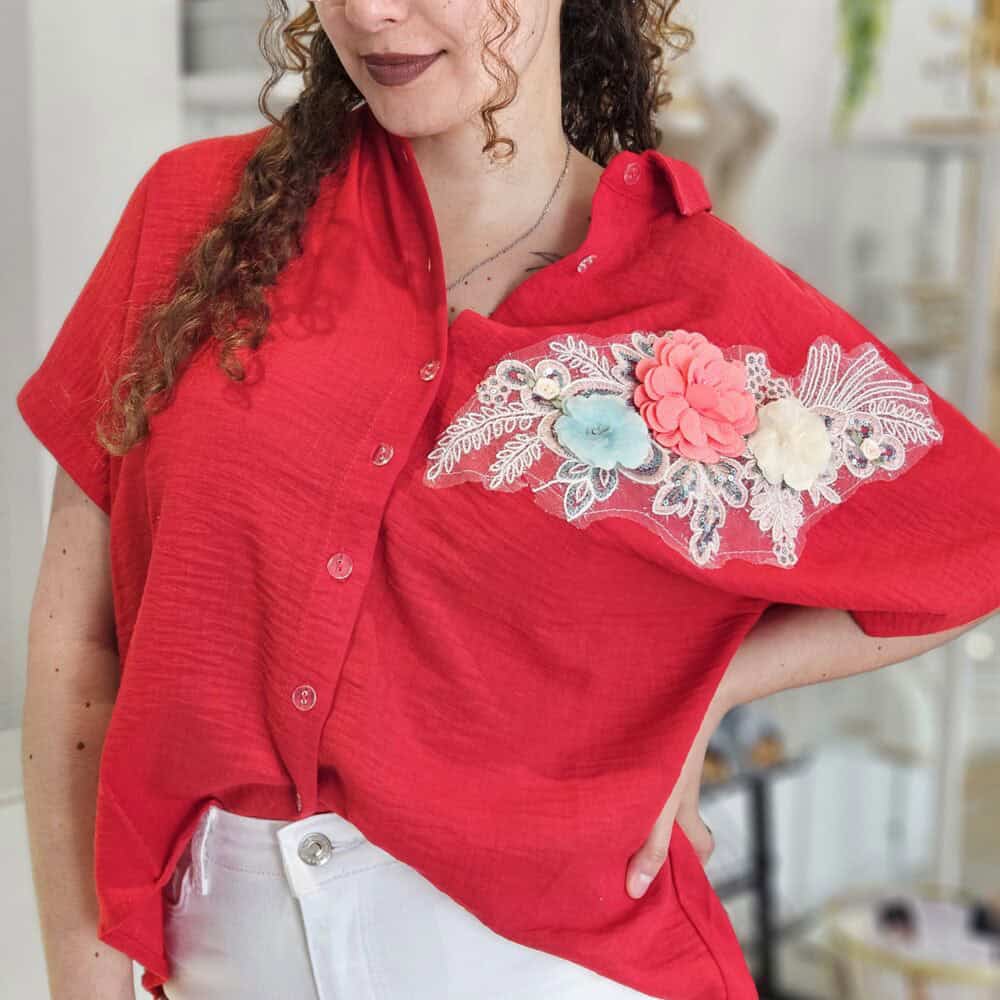 Chemise Fleur Rouge