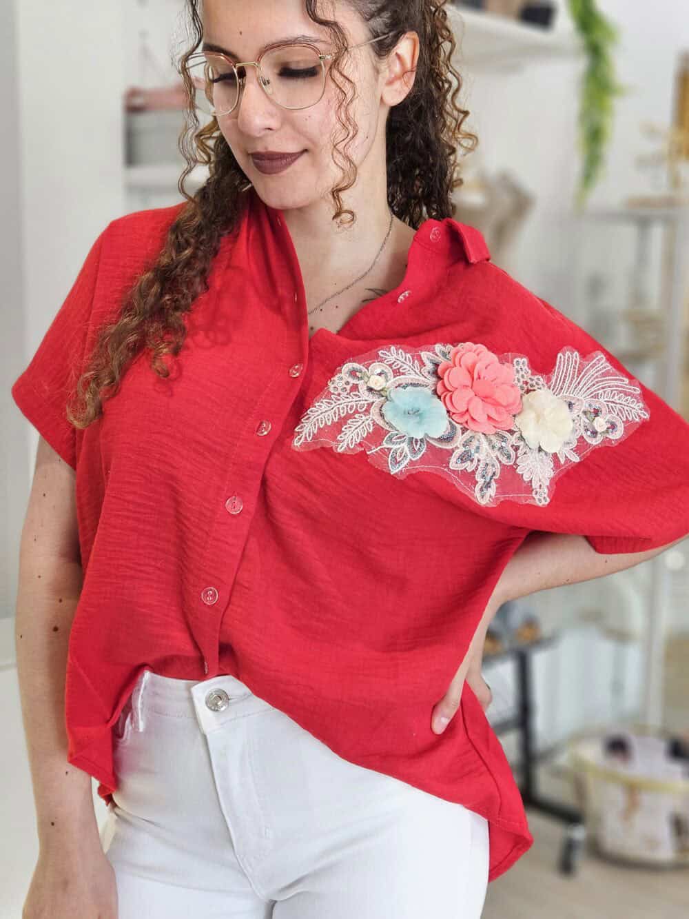 Chemise Fleur Rouge